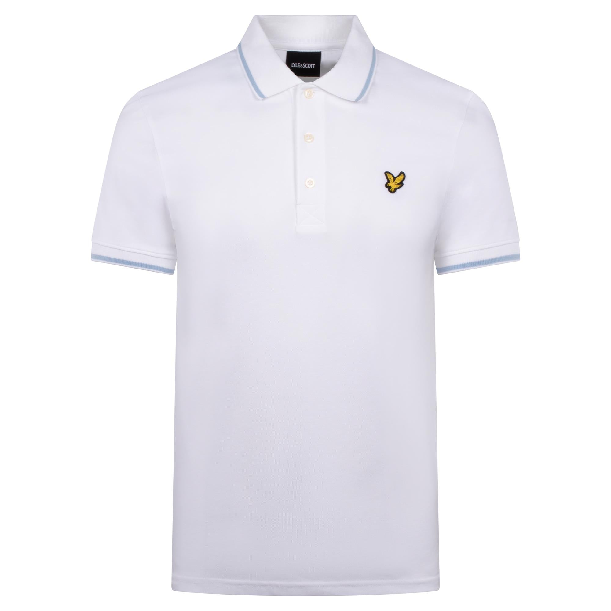 Lyle & Scott Tipped Mens Polo Shirt White/Light Blue